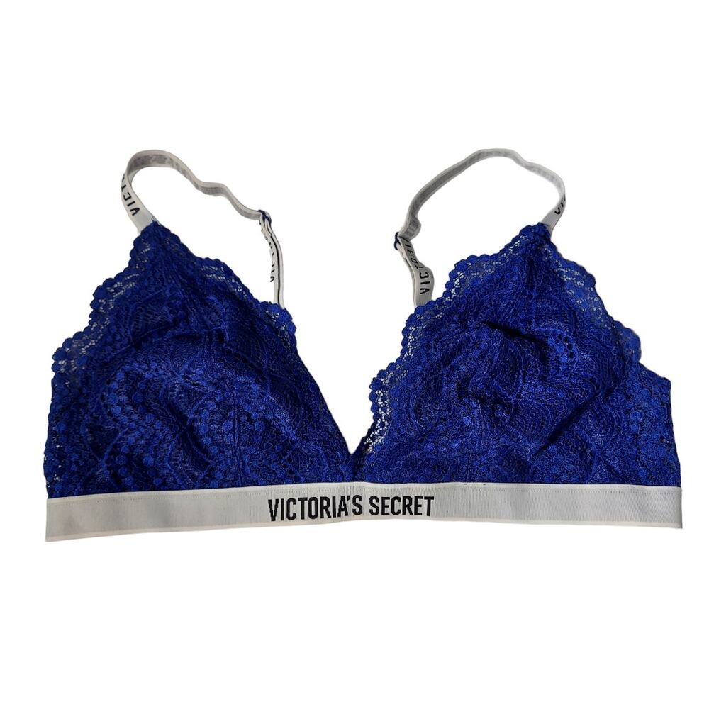 VICTORIA'S SECRET Bralette Royal Blue Lace Sporty Womens Size XL
